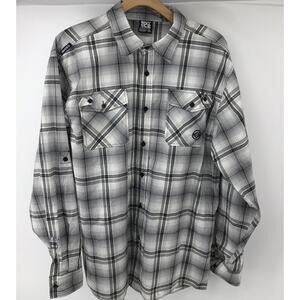 Enyoce‎ Mens Black & White Multi Color Plaid Big Size 3X Long Sleeve Shirt